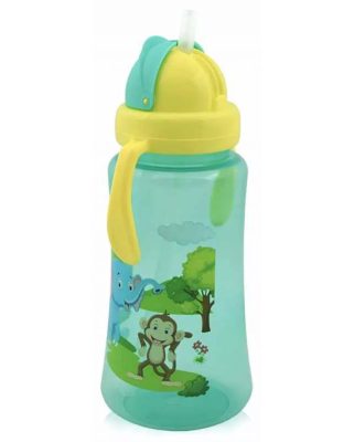 Baby Care Szafari szívószálas sportitató 330ml - zöld