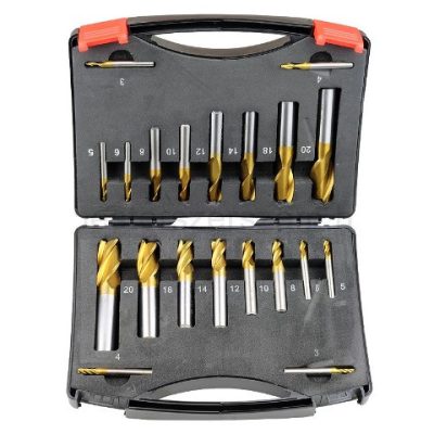 Ujjmaró készlet, 2 és 4 élű, 20 részes, HSS TIN, 3-20 mm ISS