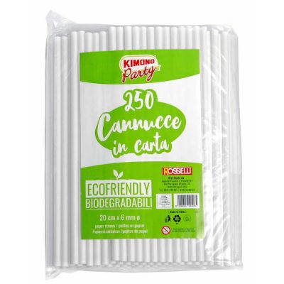 Papír szívószál lebomló, környezetbarát, 6 mm x 20 cm, 250 db-os csomagban 