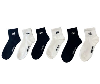 Fekete fehér pamut sport zokni