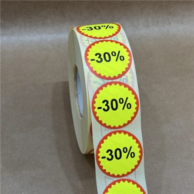 35mm FLASH körcímke 1500 db/40gy EGYEDI nyomat (-10%, -20%, -30%, -50%)