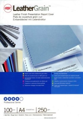 GBC LeatherGrain sötétvörös bőrhatású borítólap A4 méretben - súly: 250 gsm - 100 darab csomag (GBC CE040030)