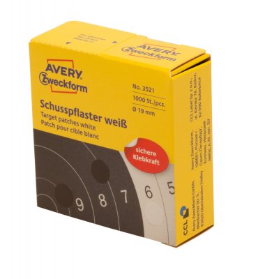 Avery Zweckform No. 3521 tekercses 19 mm átmérőjű fehér öntapadó céltábla jelölőcímke - 1000 címke / tekercs (Avery 3521)
