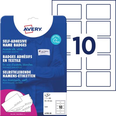 Avery Zweckform No. L4785-20 fehér színű 80 x 50 mm méretű, lézernyomtatóval nyomtatható, öntapadós névcímke, visszaszedhető ragasztóval A4-es íven - kiszerelés: 200 címke / 20 ív