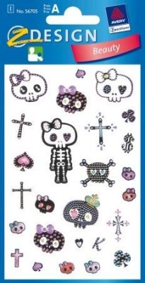 Avery Zweckform Z-Design No. 56705 öntapadó dekorációs matrica - csontváz és koponya motívumokkal - kiszerelés: 1 ív / csomag (Avery Z-Design 56705)