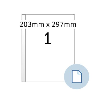 Herma No. 58101 fehér színű 203 x 297 mm méretű, lézernyomtatóval nyomtatható, öntapadós időjárásálló etikett címke, extra erős, tartós ragasztóval A4-es íven - kiszerelés: 250 címke / 250 ív
