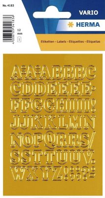 Herma Vario No. 4183 arany színű, 12 mm magasságú, öntapadó betűk, karakterek: A-Z - kiszerelés: 1 ív / csomag (Herma No. 4183)