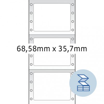 Herma No. 8207 fehér színű 68,58 x 35,7 mm méretű, 1 pályás, mátrix nyomtatóval nyomtatható, öntapadó leporellós címke, permanens ragasztóval - kiszerelés: 4000 címke / doboz