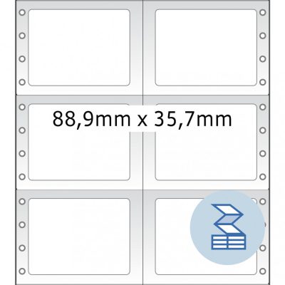 Herma No. 8220 fehér színű 88,9 x 35,7 mm méretű, 2 pályás, mátrix nyomtatóval nyomtatható, öntapadó leporellós címke, permanens ragasztóval - kiszerelés: 8000 címke / doboz