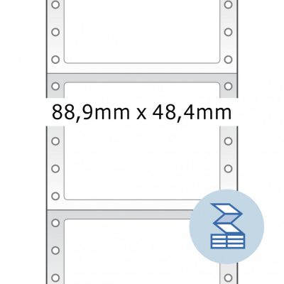 Herma No. 8204 fehér színű 88,9 x 48,4 mm méretű, 1 pályás, mátrix nyomtatóval nyomtatható, öntapadó leporellós címke, permanens ragasztóval - kiszerelés: 3000 címke / doboz