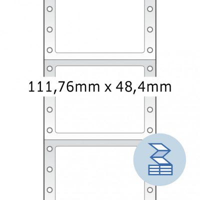 Herma No. 8166 fehér színű 111,76 x 48,4 mm méretű, 1 pályás, mátrix nyomtatóval nyomtatható, öntapadó leporellós címke, permanens ragasztóval - kiszerelés: 2000 címke / doboz