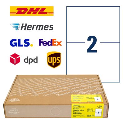 Avery Zweckform No. 8026-300 fehér színű 210 x 148 mm méretű, univerzálisan nyomtatható, öntapadós címzés címke permanens ragasztóval A4-es íven - kiszerelés: 600 címke / 300 ív