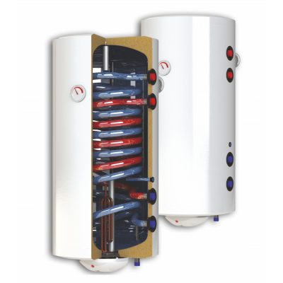 200 literes Sunsystem indirekt BB típusú FALI tároló, 2 hőcserélős, jobbos 3 kW fűtőbetét. HMV tároló 2 hőcserélő bojler napkollektor mellé