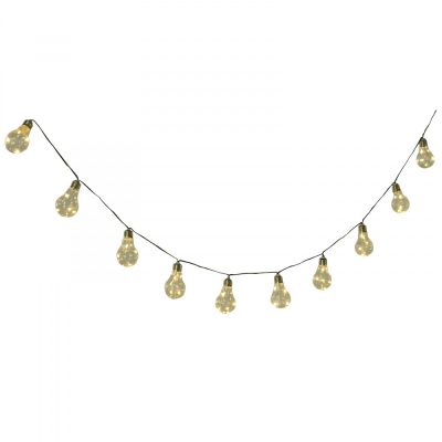 Napelemes kerti fényfüzér villanykörte izzókkal 20 LED meleg fényű, 2 darabos készlet, 20 izzó, vízálló, 3,8 m/db