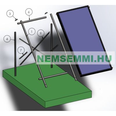 Síkkollektor vagy napelem ALU szerelő keretet kiemelő sík felületre! Lapos tetőhöz vagy talajra is állítható.