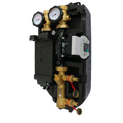 Napkollektor szivattyú állomás 40 l/min Wilo 25/6 keringető szivattyú csoport hőszigetelt + buborék leválasztó + nyomásmérő óra