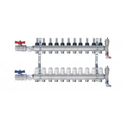 Fűtési osztó-gyűjtő 11 körös áramlásmérős fűtési elosztó eurokónusz csatlakozóval 