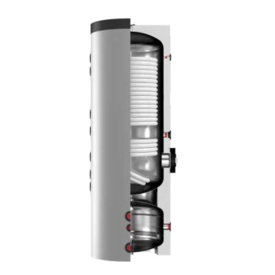 Hibrid tartály 2 hőcserélővel hőszivattyúval kompatibilis 300/90l Indirekt tároló és puffertartállyal kombinálva HMV-be épített 