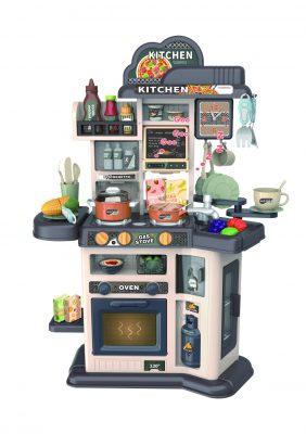Happy Kitchen 46 részes szürke játék babakonyha szett kiegészítőkkel
