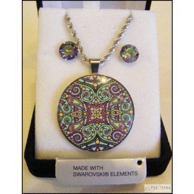 Swanis® kristály nemesacél szett - Crysteel zöld-pink vintage