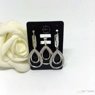 Ezüst nemesfém fülbevaló és medál szett - Karina