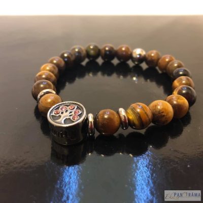 Ásvány karkötő életfa díszítéssel- tigrisszem