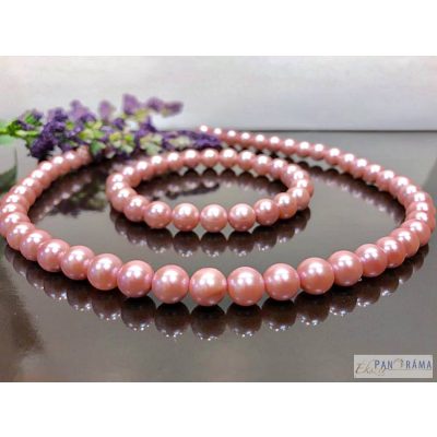 Gyöngysor szett , nyaklánc karkötővel - rózsaszín