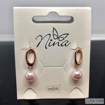 Eredeti Berns® kristályos gyöngyös beszúrós fülbevaló - rose