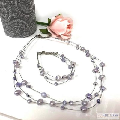 Nabby tenyésztett gyöngy szett - nyaklánc és karkötő