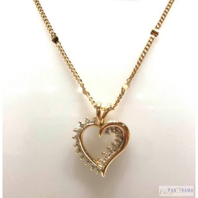  18 K Gold Filled nyaklánc kristályos szív medállal -Alina