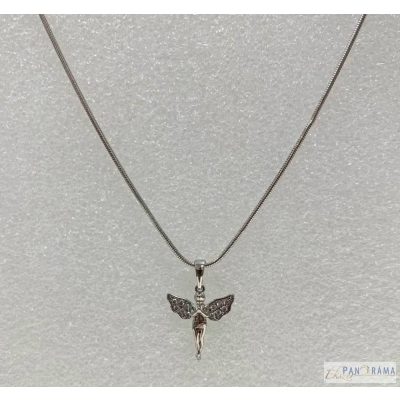  Gold Filled White nyaklánc medállal- Silver Angel