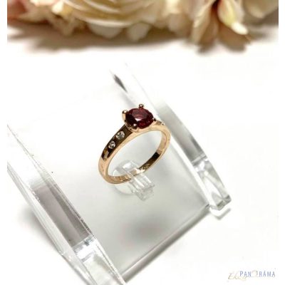  18 K Gold Filled Gyűrű - Red Stone