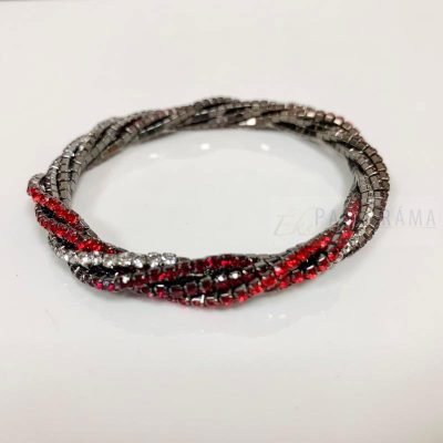 Trendi Strasszos rugós karkötő - Donatella red