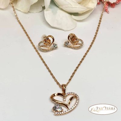  18K Gold Filled fülbevaló és medálos nyaklánc szett - Heart