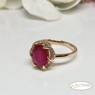 18 K Gold Filled gyűrű , kristállyal - Imelda fuxia
