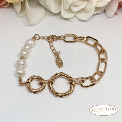 18K Gold Filled karkötő folyami gyönggyel - Julia