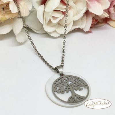 Nemesacél nyaklánc medállal - életfa