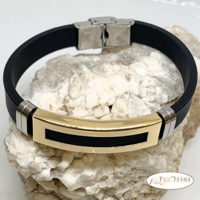 Férfi nemesacél kaucsuk karkötő - Marci