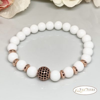 Ásványkő Karkötő - Jade fehér-arany