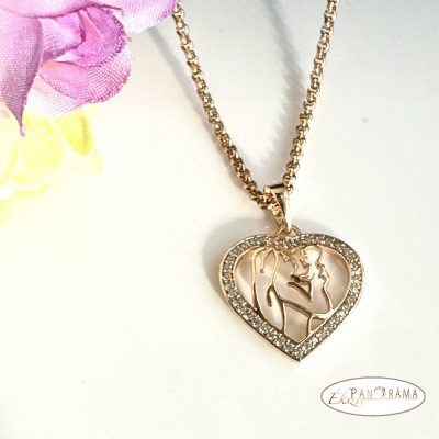 18K Gold Filled nyaklánc medállal - Anya gyermekével