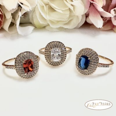 18 K Gold Filled gyűrű - Princess big Blue