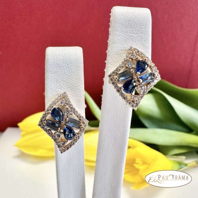 18K Gold Filled, antiallergén kapcsos fülbevaló kristállyal - Emilee blue