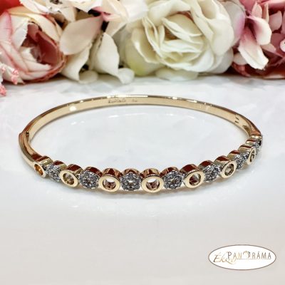 18K Gold Filled, antiallergén nyitható karperec kristályokkal - Inez