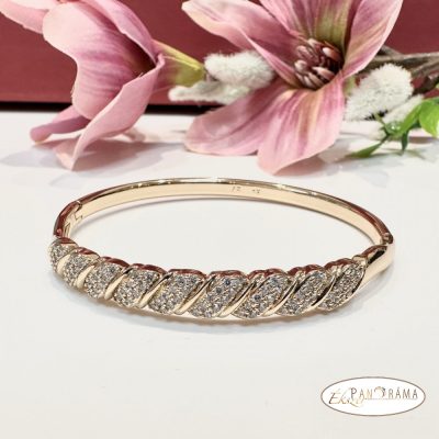 18K Gold Filled, antiallergén nyitható karperec kristályokkal díszítve - Aby gold