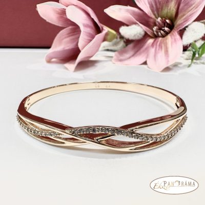 18K Gold Filled, antiallergén nyitható karperec kristályokkal díszítve - Eleonora 