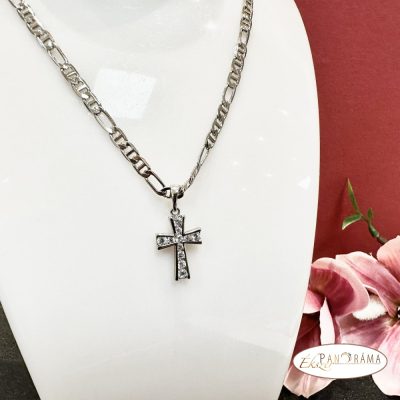 White Gold Filled, antiallergén Nyaklánc kereszt Medállal - Chris