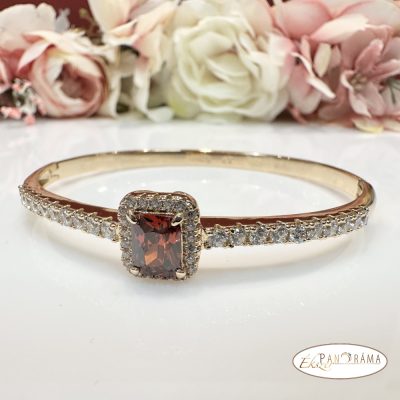 Antiallergén, kristályos karperec, 18K Gold Filled - Adrienn Red