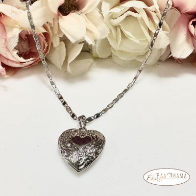 White Gold filled fényképtartó medálos nyaklánc, Antiallergén - Heart 1