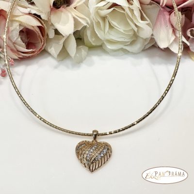  18K Gold Filled, antiallergén kristályos, medálos nyaklánc - Heart