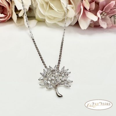 White Gold Filled nyaklánc életfás medállal - Kankalin
